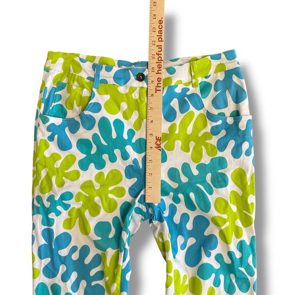 Gretchen Scott Pants Medium M Leaf Print Resort Wear Cotton Summer Vacation - Picture 4 of 9